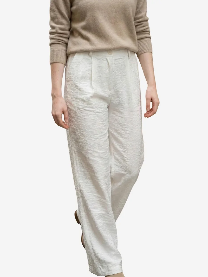 ماي فاشن MY FASHION High Waist Textured Wide Leg Trousers with Pockets