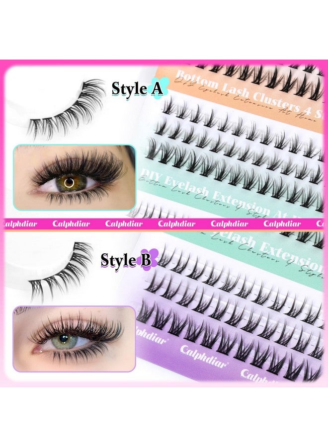 calphdiar Bottom Lash Clusters DIY Eyelash Extensions 4 Styles Lower Lashes Wispy Bottom Individual Lashes 5-7mm Natural Thin Band Eyelash Clusters 195pcs for Bottom Lash Extension by calphdiar - Image 4
