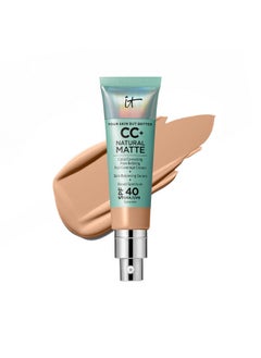 IT COSMETICS IT Cosmetics CC+ Cream Natural Matte Foundation with SPF 40 - Shine-Reducing & Long-Wear Full Coverage Foundation For Oily Skin - With Hyaluronic Acid - Non-Comedogenic, Neutral Medium - 1.08 fl oz  - Image 1