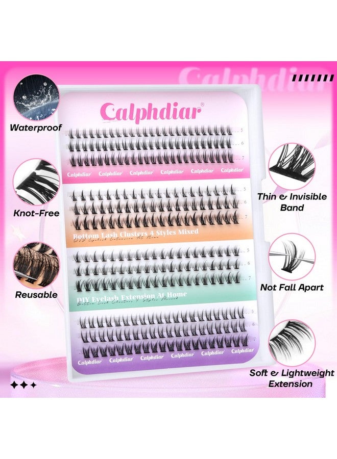 calphdiar Bottom Lash Clusters DIY Eyelash Extensions 4 Styles Lower Lashes Wispy Bottom Individual Lashes 5-7mm Natural Thin Band Eyelash Clusters 195pcs for Bottom Lash Extension by calphdiar - Image 5