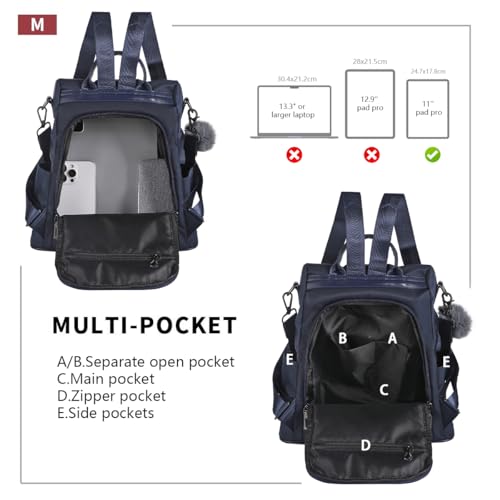 PINCNEL Women Backpack Purse Waterproof Nylon Anti-theft Rucksack Lightweight Shoulder Bag - Image 3