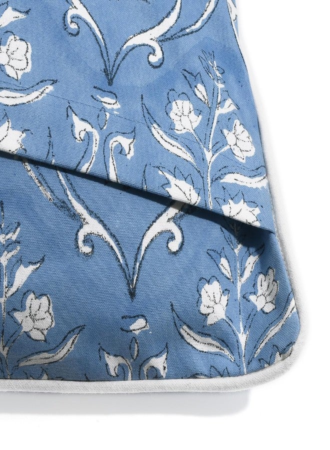 Ridhi Hand Block Print 20x20 Baby Blue Decorative Outdoor Couch Throw Canvas Pillow Cover Set of 2 Washable Modern Vintage Boho Chic Spring Home Decor Gifts Cover - Image 5