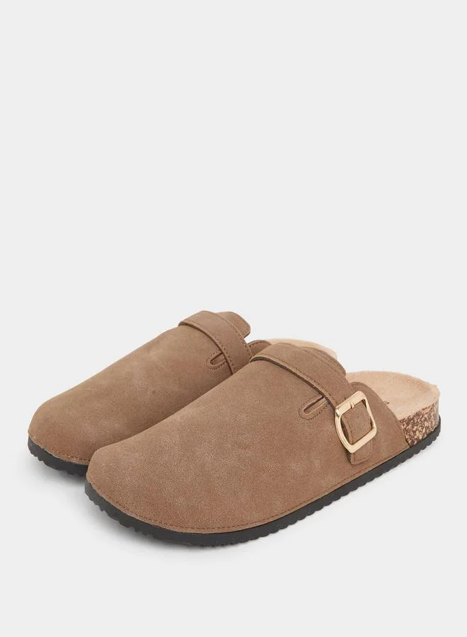 ستايلي Styli Suede Look Buckle Detail Mules