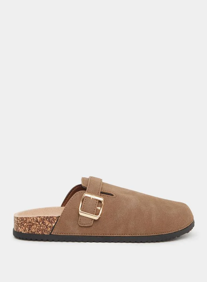 ستايلي Styli Suede Look Buckle Detail Mules