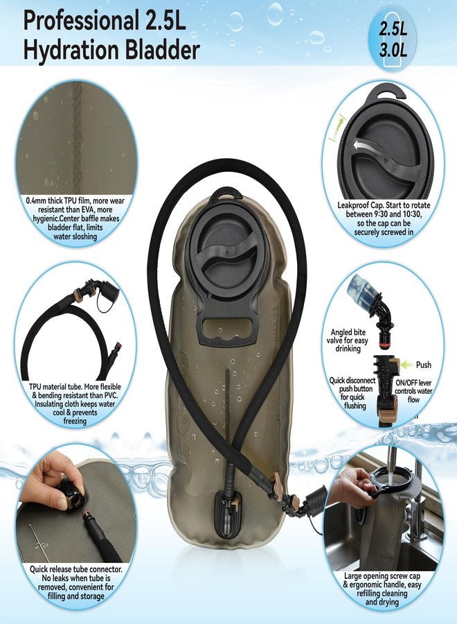MARCHWAY Tactical Molle Hydration Pack with 2.5L TPU Water Bladder, Military Backpack for Hiking, Cycling, Backpacking, Running (Black) - Image 5