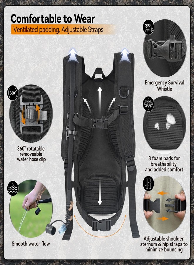 MARCHWAY Tactical Molle Hydration Pack with 2.5L TPU Water Bladder, Military Backpack for Hiking, Cycling, Backpacking, Running (Black) - Image 4