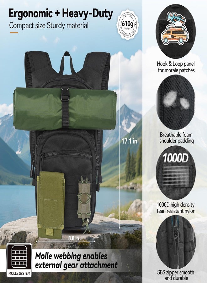 MARCHWAY Tactical Molle Hydration Pack with 2.5L TPU Water Bladder, Military Backpack for Hiking, Cycling, Backpacking, Running (Black) - Image 2