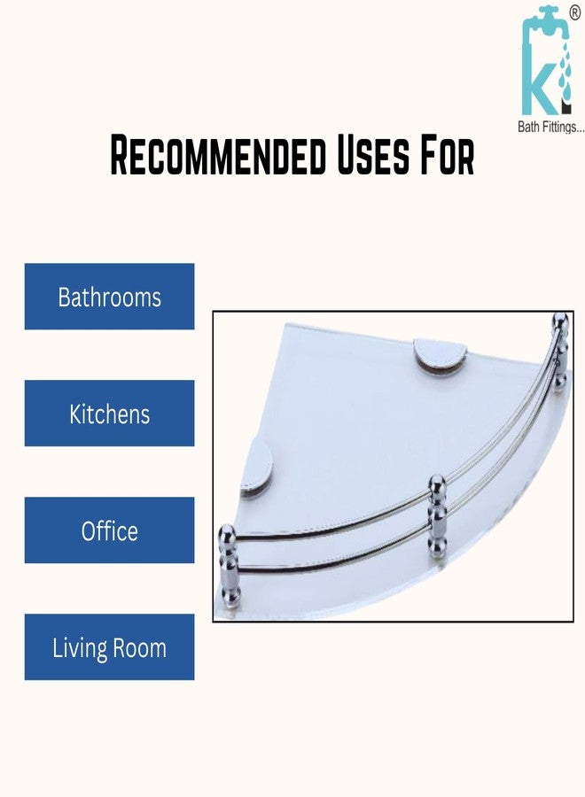 Ki Acrylic Wall Mount Bathroom Corner Shelf with Brass Bracket (Size - 7x7 Inch) (Clear Colour) - Image 3