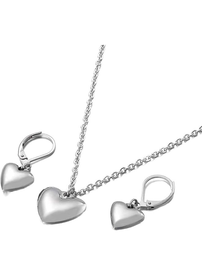 Lee Cooper Lee Cooper Women's Stainless Steel Silver Plating Jewelry Set (Necklace + Earrings)  - Image 1