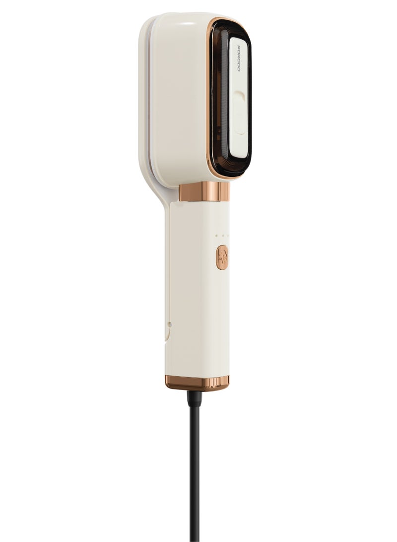 porodo Mini Press Steam Iron Handheld with Fast Preheat & 1000W Powerful Steam / Three‐Mode Ironing / 60ml Water Tank Capacity / Edge‐Tip  Access / Gentle Fabric Care - Beige - Image 3