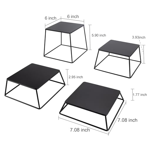 YFEEN Dessert Table Risers Display Stands Food display Black Metal Square Retail Pizza,Cupcake,Candy Stands Food Platter Tray,6x6 INCH,Set of 4 - Image 2