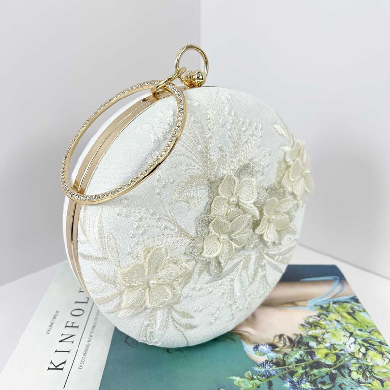 Chinese Style Celebrity Cheongsam Bag Portable Embroidered Dress Evening Bag Elegant Diamond-Encrusted Evening Bag Crossbody Small Round Bag - Image 3