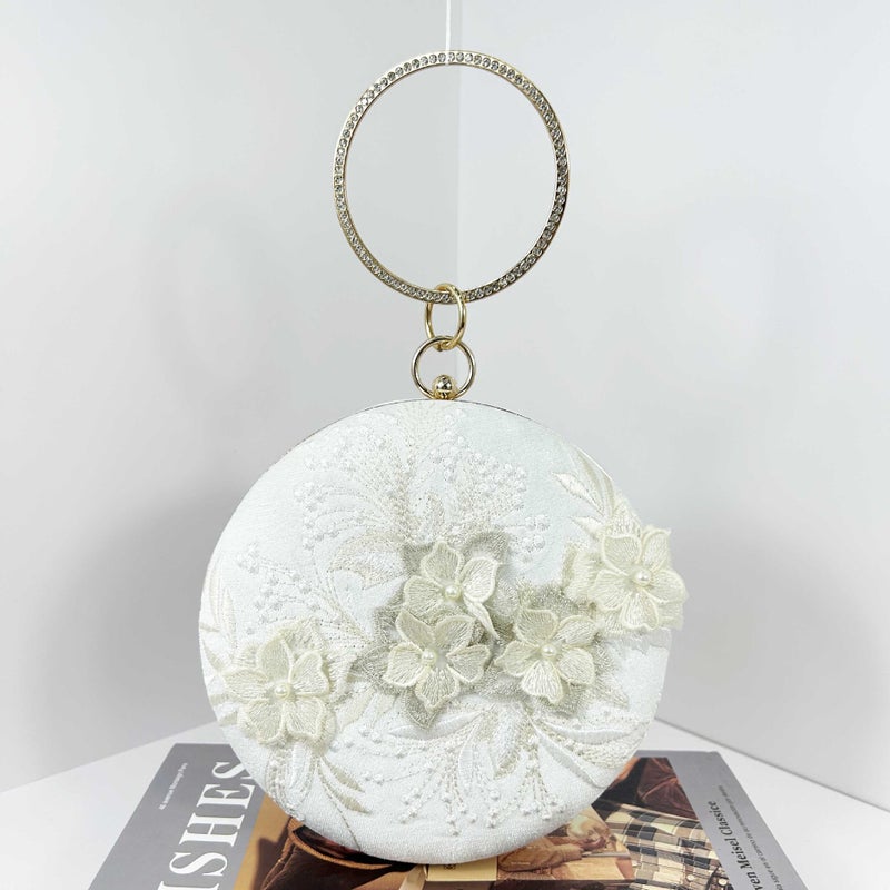 Chinese Style Celebrity Cheongsam Bag Portable Embroidered Dress Evening Bag Elegant Diamond-Encrusted Evening Bag Crossbody Small Round Bag - Image 2
