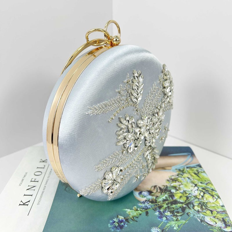 Chinese Style Celebrity Cheongsam Bag Portable Embroidered Dress Evening Bag Elegant Diamond-Encrusted Evening Bag Crossbody Small Round Bag - Image 5