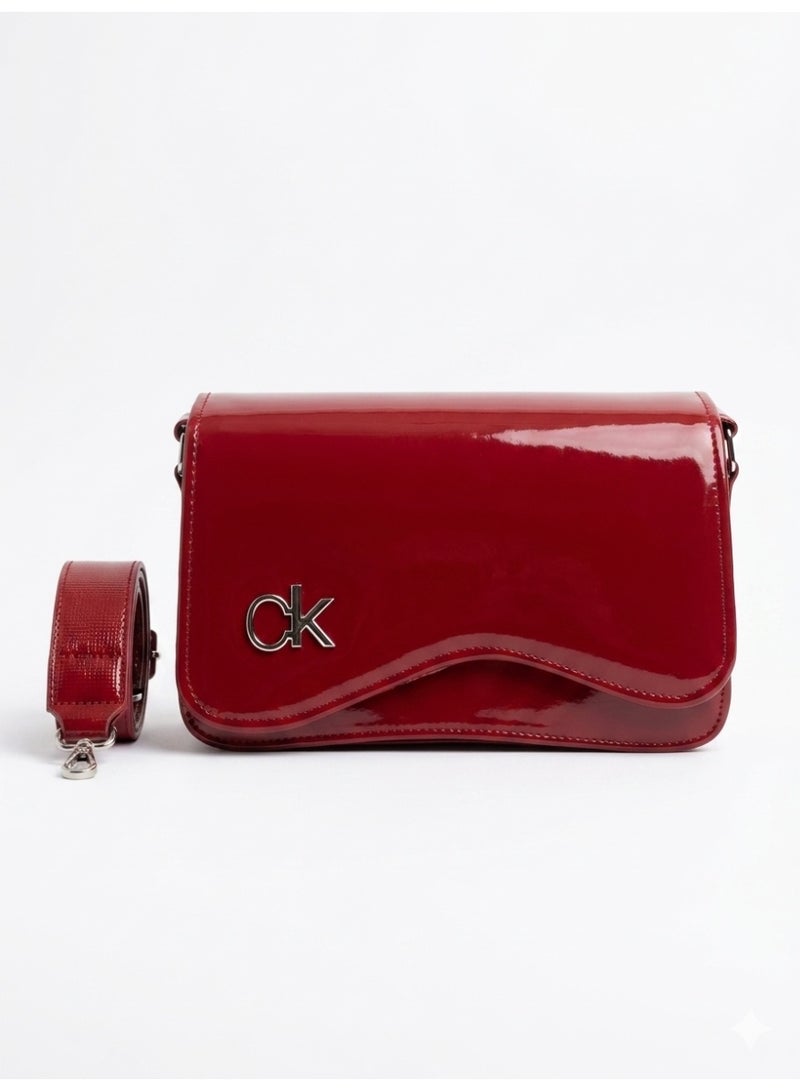 Women's Crossbody Bag,Faux Leather, Magnetic Closure, Adjustable Strap, Saddle Design (Maroon)