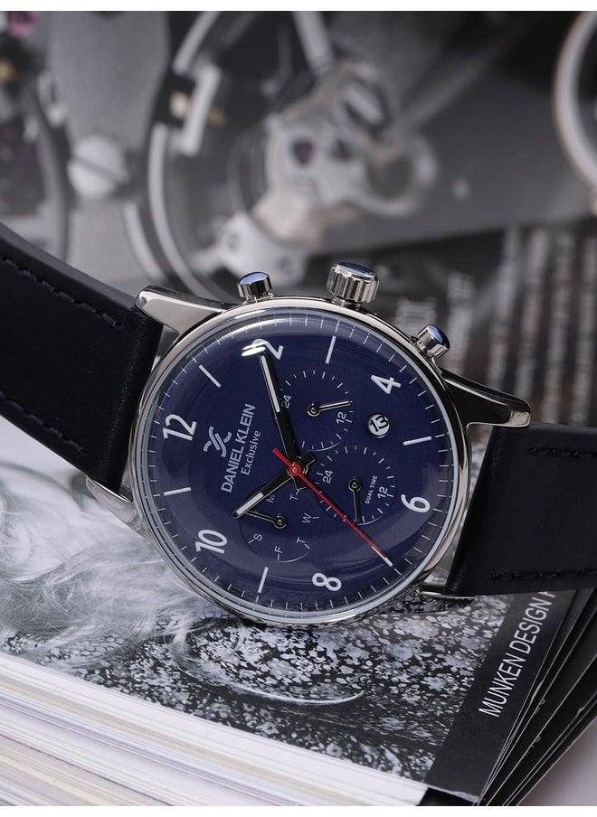 DANIEL KLEIN Daniel Klein Analog Blue Dial Men's Leather Watch-Dk11832-3  - Image 2