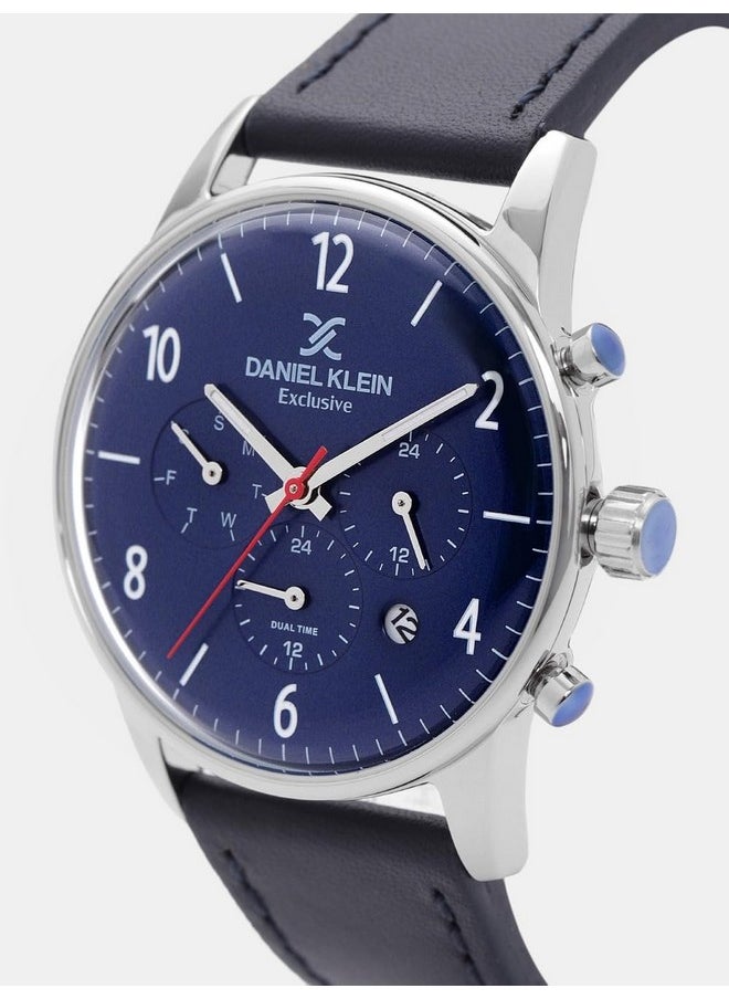 DANIEL KLEIN Daniel Klein Analog Blue Dial Men's Leather Watch-Dk11832-3  - Image 3
