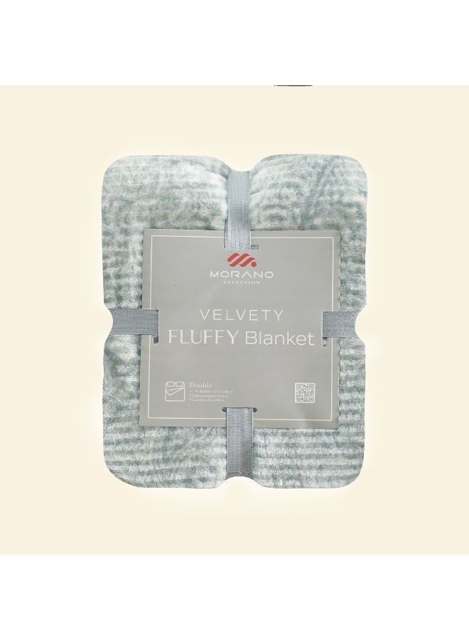 Morano Fluffy Blanket Printed Model 220X240Cm Ultra Soft Polyester Lightweight Cozy Warm Throw Textured Stripe Design Sofa Bed Cover Comfortable Fleece Winter Blanket, for Home and Bedding - Image 1