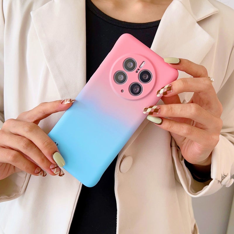 HuHa Protective Cover For Huawei Mate 50 Pro Frameless Skin Feel Gradient Phone Case(Pink Blue) - Image 3