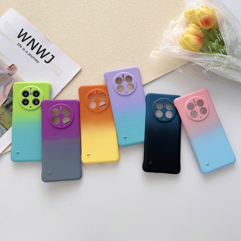 HuHa Protective Cover For Huawei Mate 50 Pro Frameless Skin Feel Gradient Phone Case(Pink Blue) - Image 2