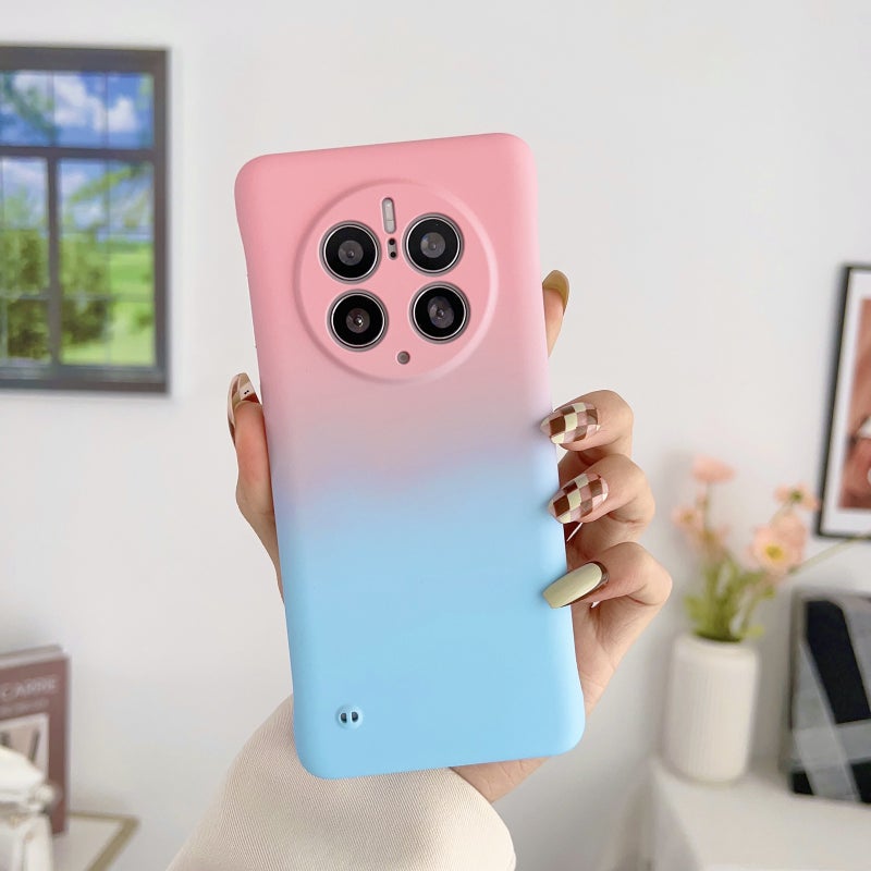 HuHa Protective Cover For Huawei Mate 50 Pro Frameless Skin Feel Gradient Phone Case(Pink Blue) - Image 1