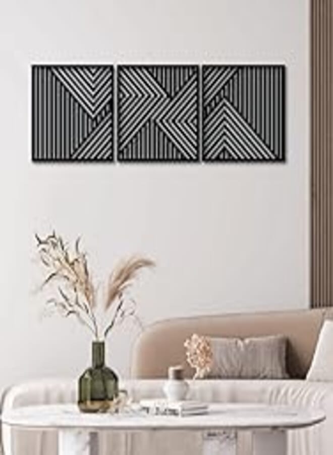 Home Gallery Geometric wood wall art - set of 3 modern panel each 40x40