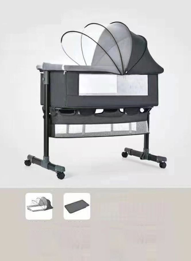 3 in 1 Baby Folding Crib Portable Cosleeping Bed With Adjustable Bedside And Sleeper 