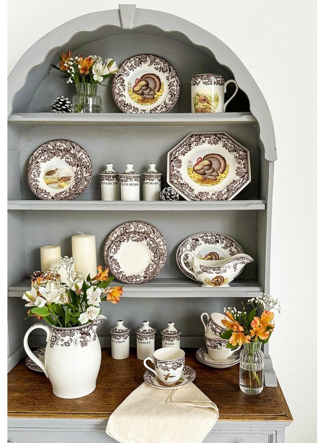 Spode طبق عشاء سبود وودلاند 10.5 بوصة - تصميم الديك الرومي، أدوات مائدة عيد الشكر - خزف فاخر، آمن في غسالة الصحون والميكروويف، نمط زهور كلاسيكي - هدية عطلة لبيت الصيد، النزل، ديكور الكوخ - Image 5