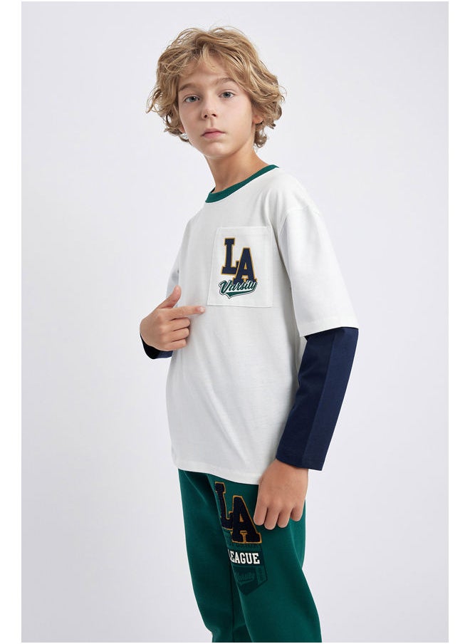 DeFacto - Boy Oversize Fit Crew Neck Long Sleeve Knitted Long Sleeve T-Shirt - Image 1