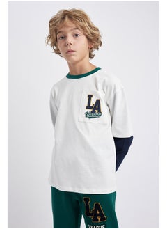 Boy Oversize Fit Crew Neck Long Sleeve Knitted Long Sleeve T-Shirt