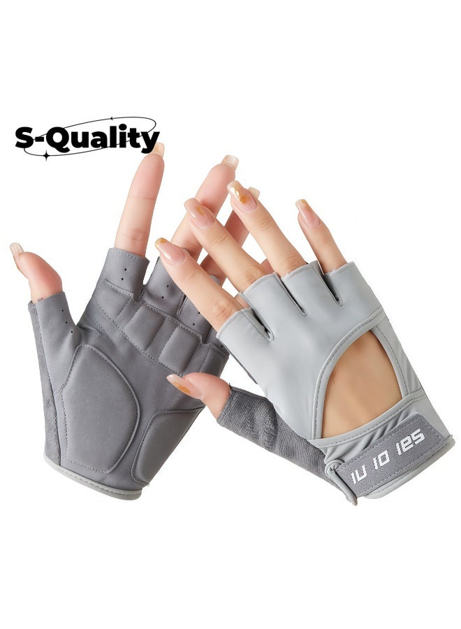 S-Quality Unisex Gym Gloves for Weight Lifting, Breathable and Anti-Slip Fitness Gloves, Comfortable and Durable Exercise Gloves, Grey - Image 1