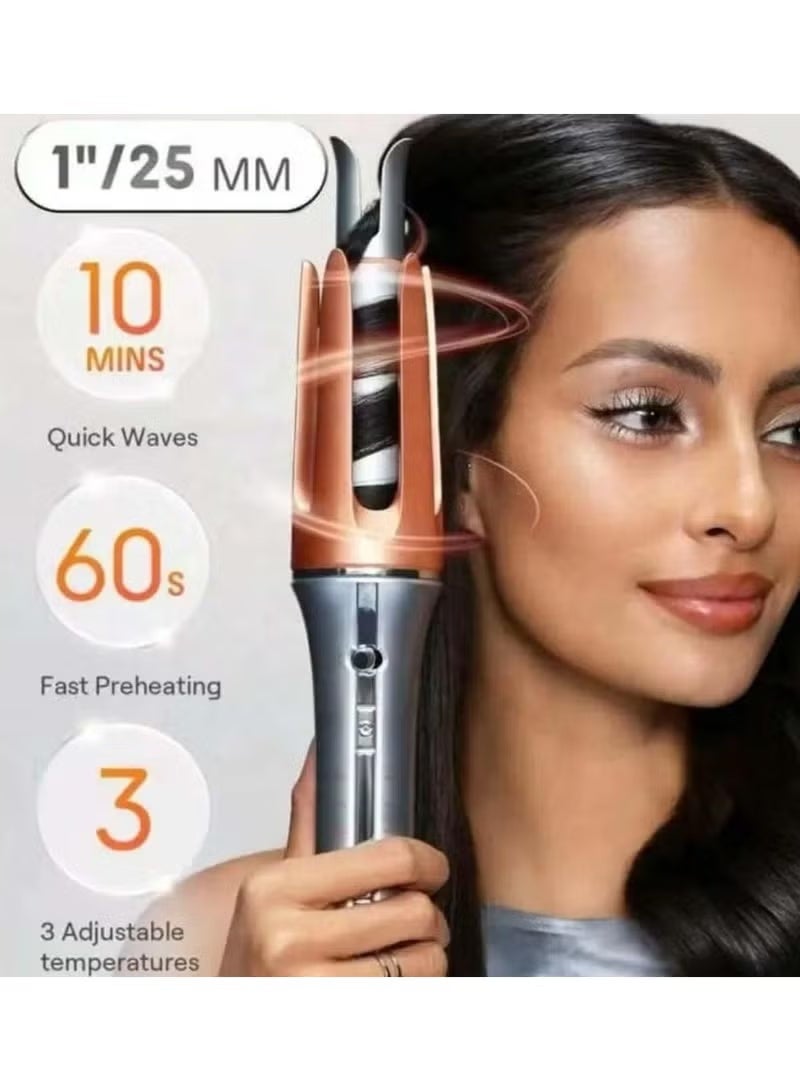 Rabos Professional Automatic Hair Curler with Negative Ion Technology for Smooth, Frizz-Free Curls & Waves – Electric Hair Styling Tool with Ceramic Barrel, Quick Heat-Up, Adjustable Temperature Control, Anti-Tangle System, Portable Design for All Hair Types - Image 3