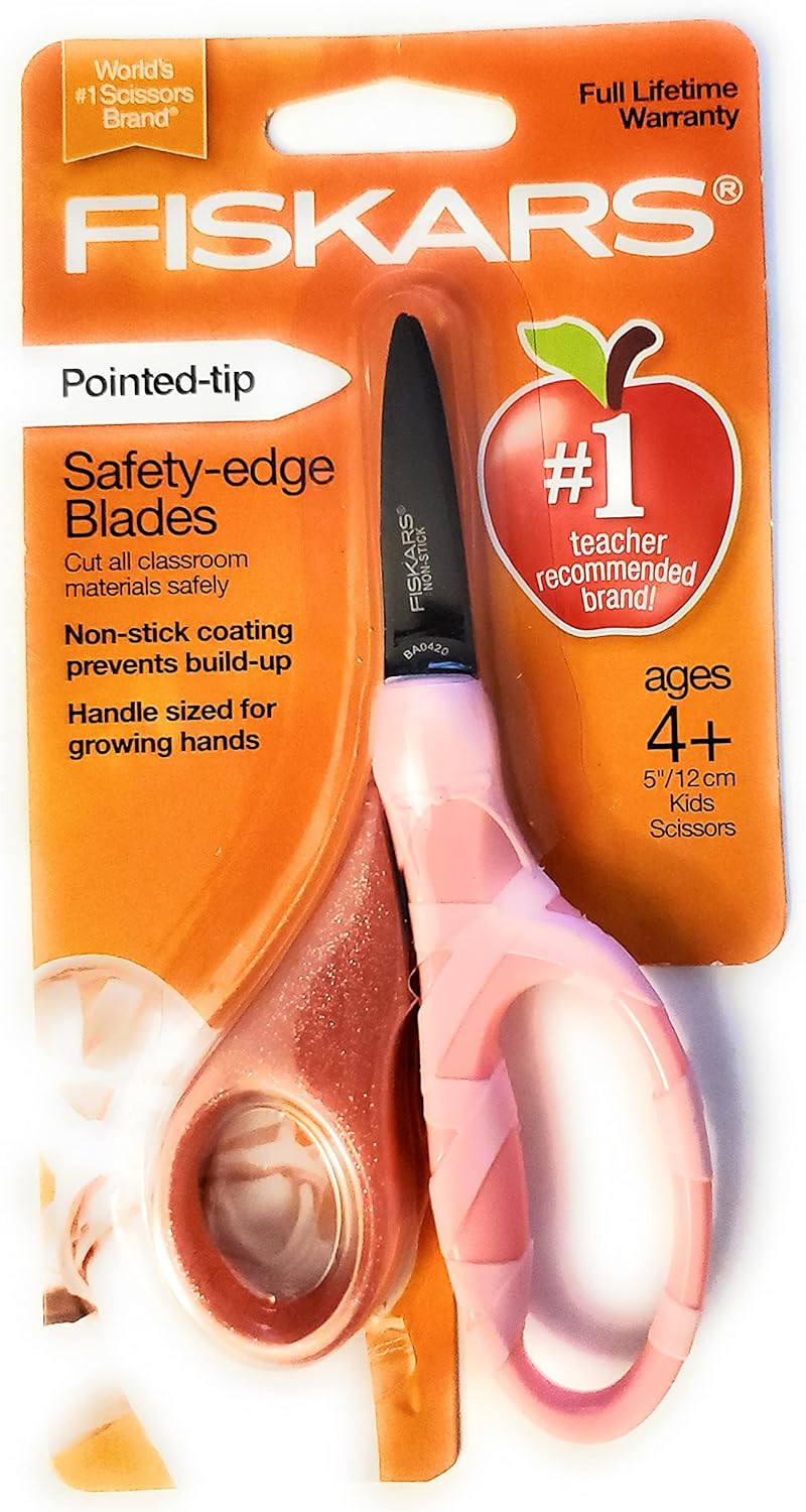 Fiskars 5 PointedTip Scissors for Kids 47  Scissors for School or Crafting  Back to School Supplies  Pink - Image 1