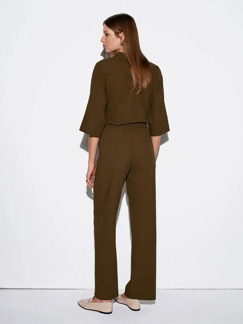 ديلفين DILVIN Women's Wide-Leg Crepe Trousers
