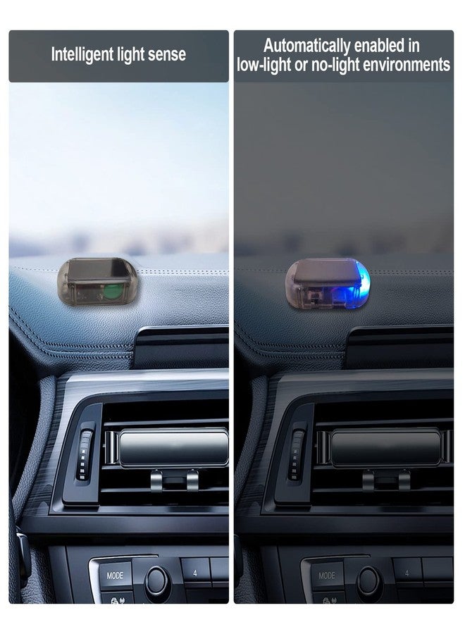 Shudyear car Solar Analog Warning Light Anti-Theft LED Flashing Security Light Fake Light deceptive Light with USB Charging Port (2pcs Blue) - Image 2