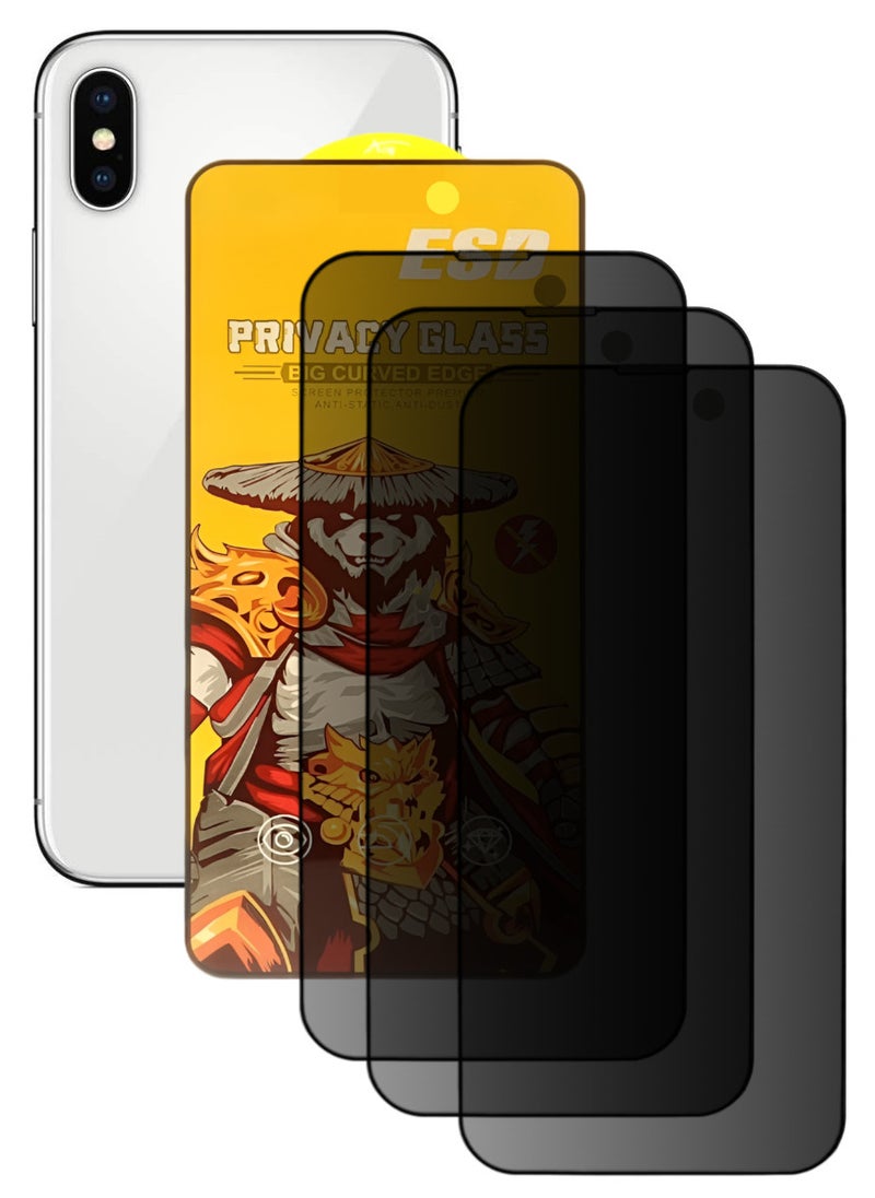 ESD 3 Pieces Tempered Dustproof Privacy Glass Screen Protector Compatible For iPhone X - Image 1