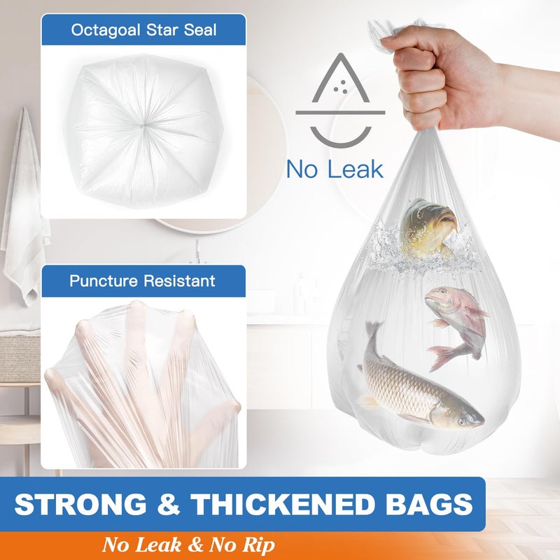 Charmount 3 Gallon Small Trash Bags, 104 Count â€“ Unscented Clear Mini Garbage Bags for Bathroom, Office, Kitchen, 15L Wastebasket Liners - Image 4