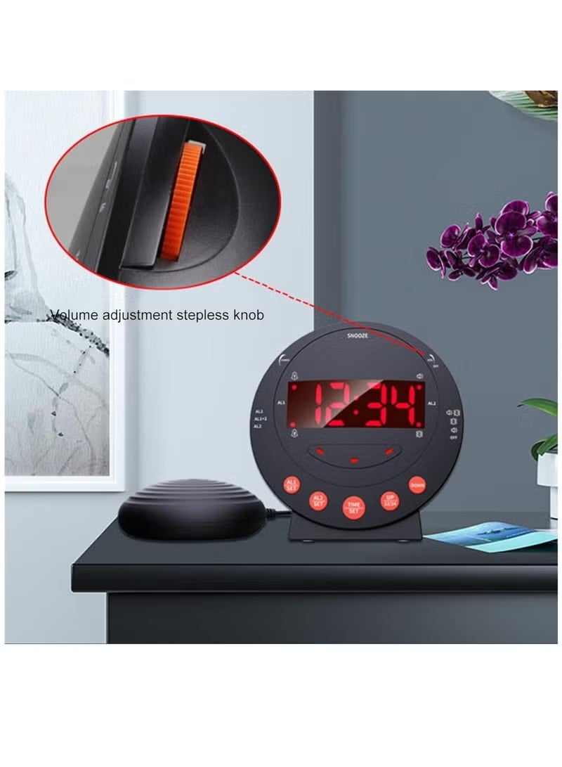 Bluejw Loud Alarm Clock with Bed Shaker Vibrating Alarm Clock with Flash Light Brightness Adjustable Snooze Dual Alarm Setting USB Charger Port LED Digital Display12H/24H for Heavy Sleepers Adults Kids Teenager - Image 5