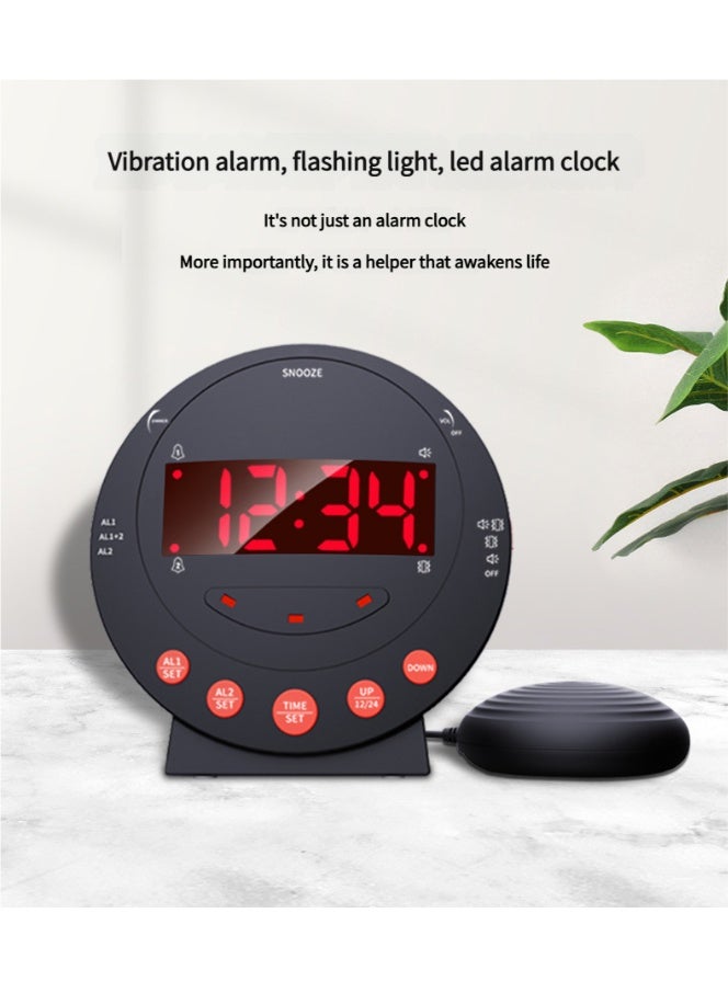 Bluejw Loud Alarm Clock with Bed Shaker Vibrating Alarm Clock with Flash Light Brightness Adjustable Snooze Dual Alarm Setting USB Charger Port LED Digital Display12H/24H for Heavy Sleepers Adults Kids Teenager - Image 3