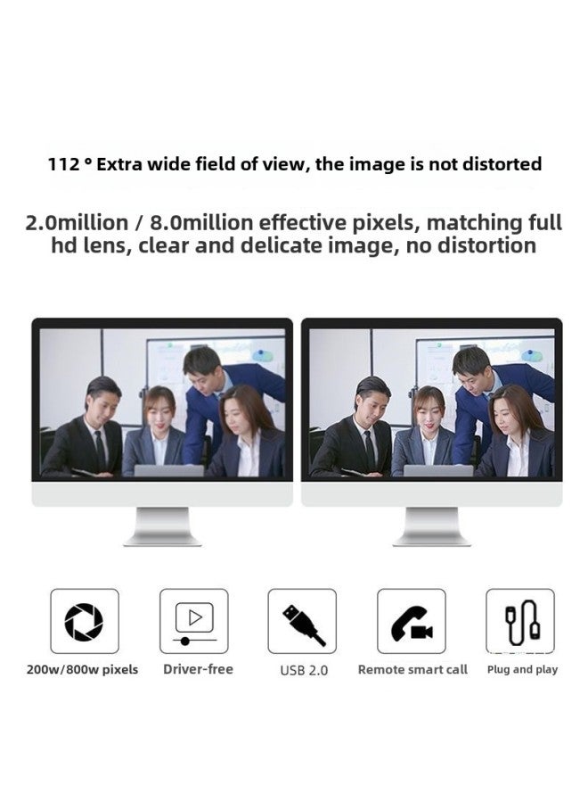 4K Super Clear Super Wide Angle USB Computer Camera Network Class Video Voice Desktop Notebook HD Camera-Color:1080p Hd (driver-free + Microphone) + Bracket  - Image 4
