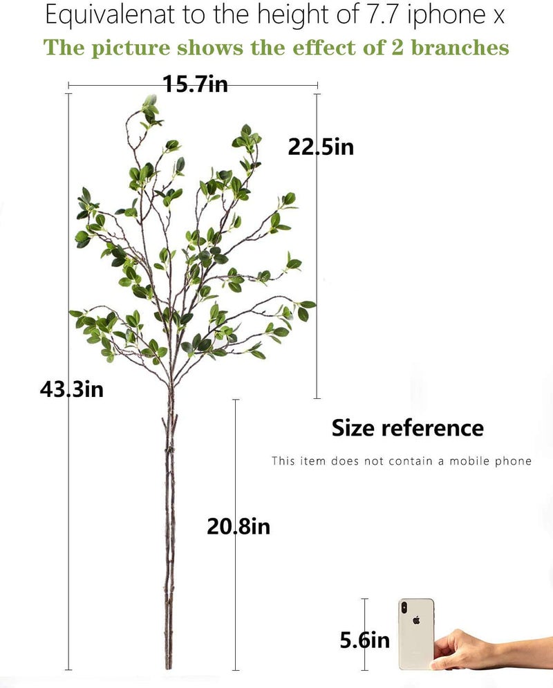 HWL Artificial Plant 43.3 Inch Green Branches Leaf Shop Garden Office Home Decoration (6 pcs) - Image 2
