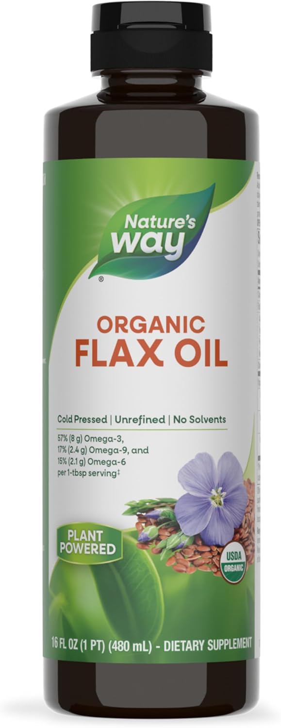 Nature's Way Natures Way Organic Flax Oil USDA Certified Organic Omega3 6 9 Cold Pressed 16 Fl Oz Packaging May Vary - Image 1