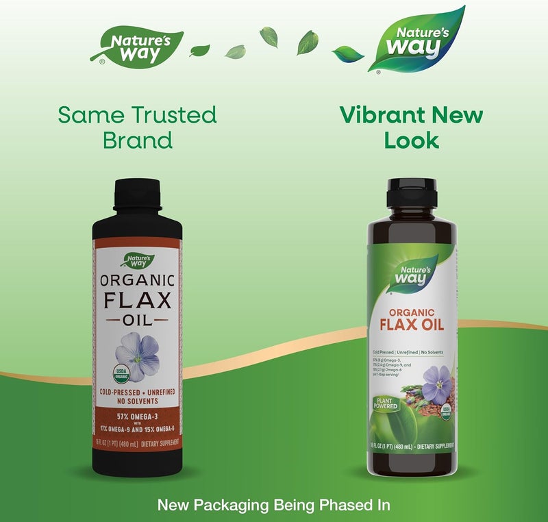 Nature's Way Natures Way Organic Flax Oil USDA Certified Organic Omega3 6 9 Cold Pressed 16 Fl Oz Packaging May Vary - Image 2