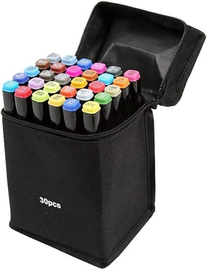 Corslet مجموعة أقلام ماركر كروسليت 30 قطعة ذات طرفين مع حقيبة حمل للرسم، الطلاء، التخطيط، الخط - أقلام ملونة للمبتدئين البالغين - Image 1