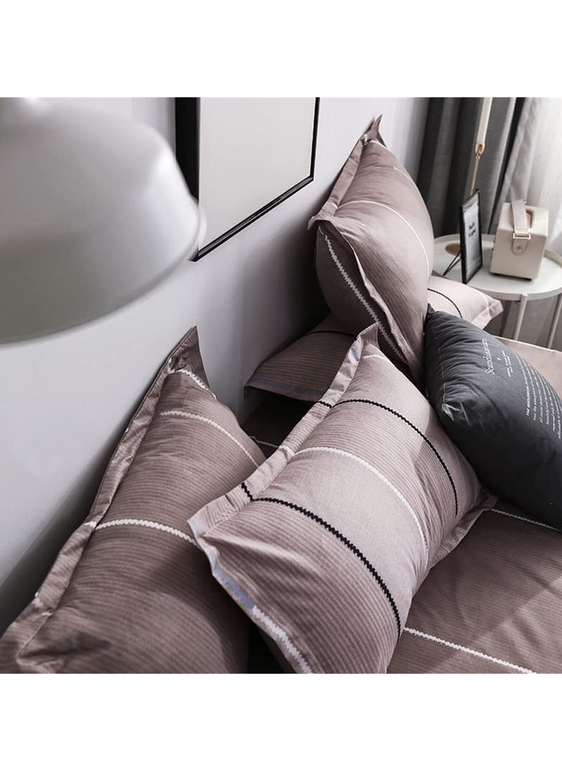 GOLDEN HOME طقم غطاء لحاف بنمط مخطط مكون من 6 قطع مقاس كينج/كوين/مفرد. تتضمن المجموعة 1 غطاء لحاف، 1 ملاءة سرير جاهزة، 4 أكياس وسائد  - Image 4