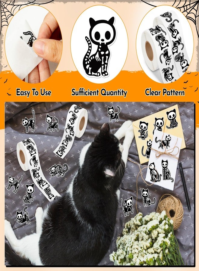 CNhoqc Halloween Skeleton Cat Stickers - 1000pcs Spooky Animal Black Cat Stickers Waterproof Vinyl Self Adhesive Laptop Coloring Book Scrapbook Water Bottle Activity Pad Halloween Birthday Party Favor - Image 3