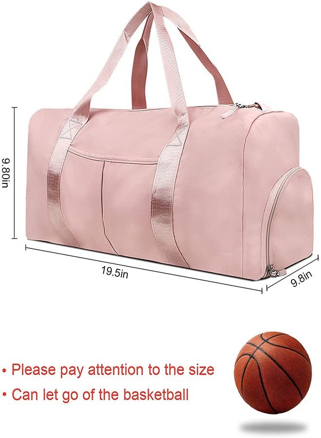 AAGNA Foldable Travel Duffle Bag, Sports Gym Shoulder Handbag for Women Outdoor Weekend Bag with Shoe and Wet Clothes Compartments (Pink) - Image 3
