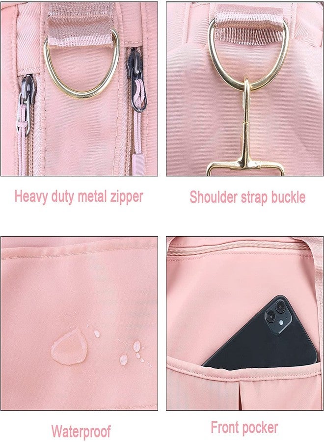 AAGNA Foldable Travel Duffle Bag, Sports Gym Shoulder Handbag for Women Outdoor Weekend Bag with Shoe and Wet Clothes Compartments (Pink) - Image 5