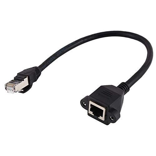 LipiWorld® Rj45 Male to Female LAN Cable LAN Network 8 Pin Extension Cable CAT6E Network Panel Mount Screw Lock Ethernet Extension Cable (Pack Of 1-30cm) - Image 1