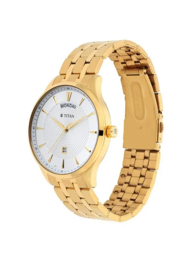 تيتان Men Analog Display Watch With Gold Stainless Steel Strap - 90127YM01